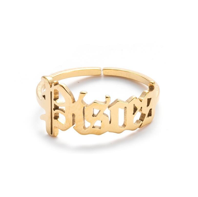 New Stainless Steel Ring Women's ins Colorless European and American Opening Retro Simple English Letter Ring Men