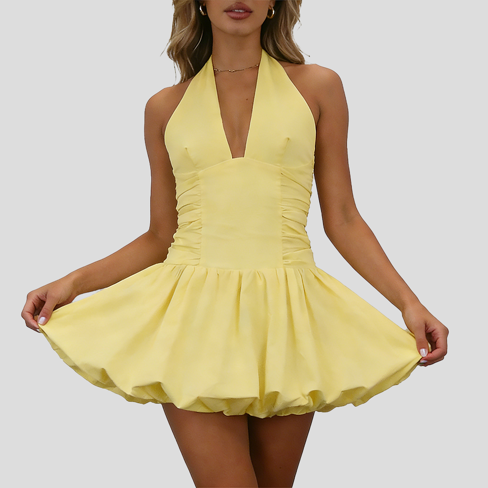Backless Halter Bubble Dress