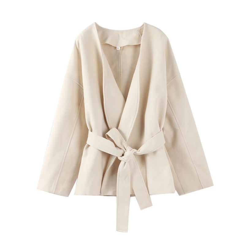V-neck long-sleeved jacket