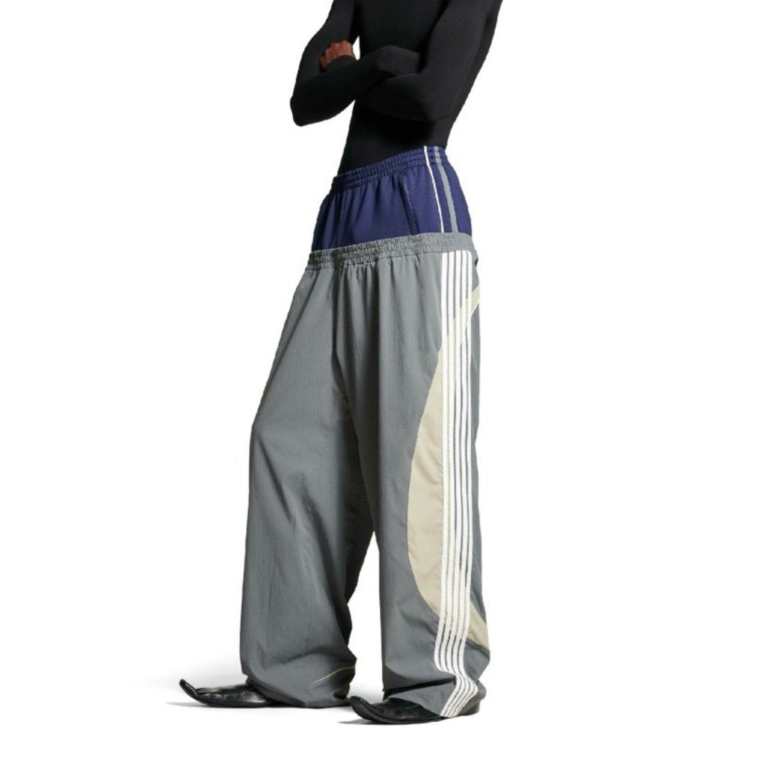 Double-Waist Striped Nylon Sweatpants