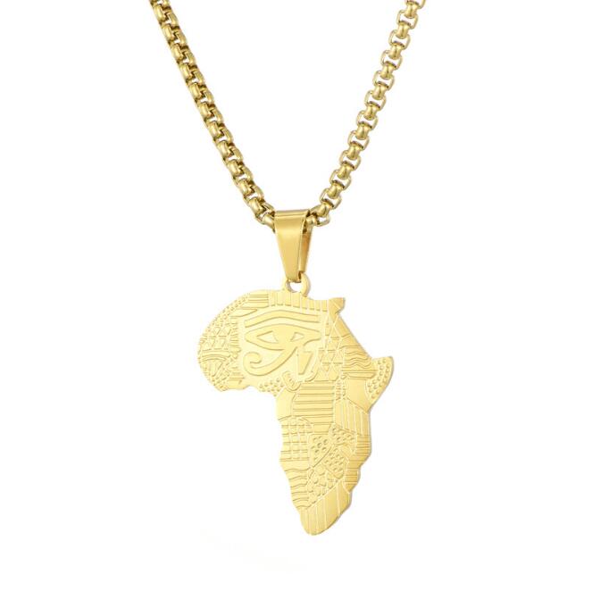 African Map Pattern Eye Of Horus Pendant Necklaces for Women/Men Gift Eye Gold/Black Color Allah Necklace Amulet Collar