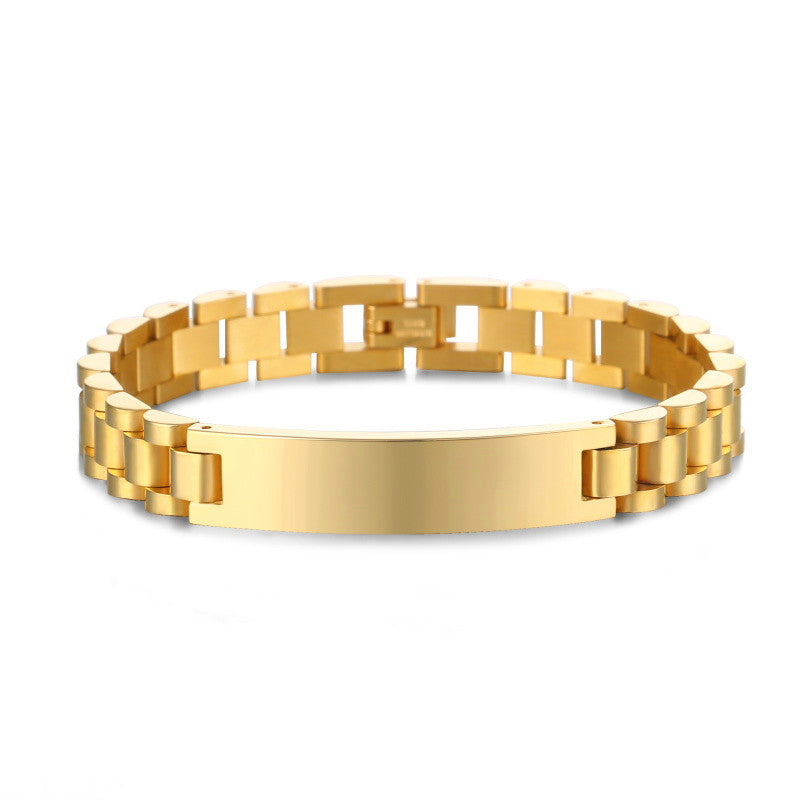 Titanium Steel Men's Bracelet Trend Jewelry Name Can Be Engraved Strap Men And Women Stainless Steel Curved Brand Bracelet Jewelry
