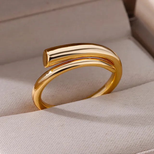 Stainless Steel Rings For Women Men Gold Color Hollow Wide Ring Female Male Party Finger Jewelry Gift Trend Free Shipping