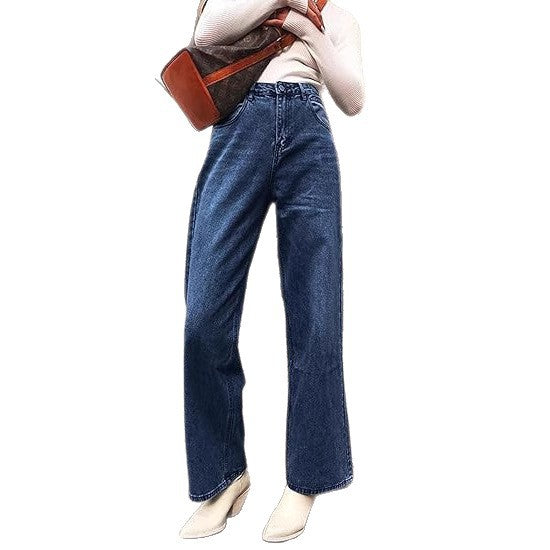 Slim High-Waisted Non-Stretch Denim Pants for Women