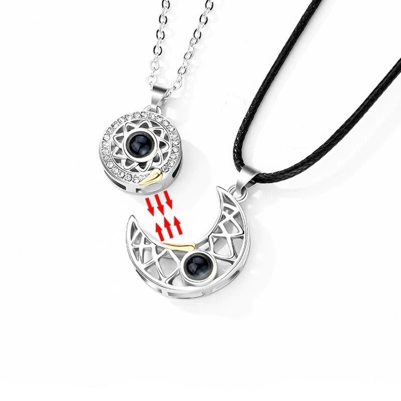Ins niche design jewelry love sun and moon couple pendant magnetic clavicle chain