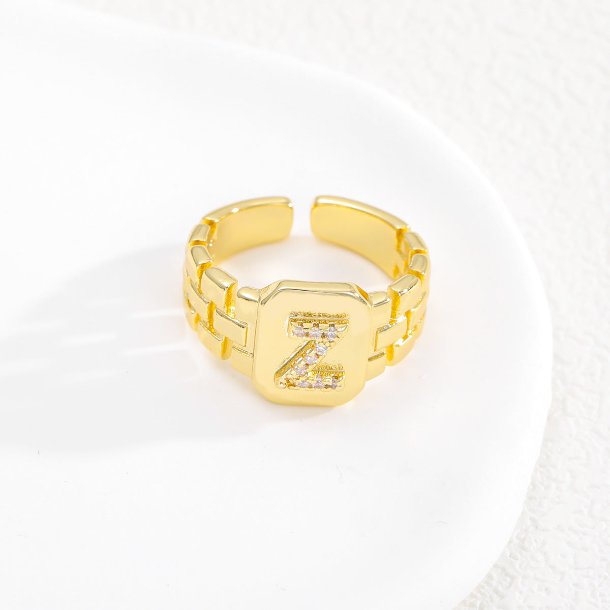 European and American ring letter series jewelry strap design letter opening ring