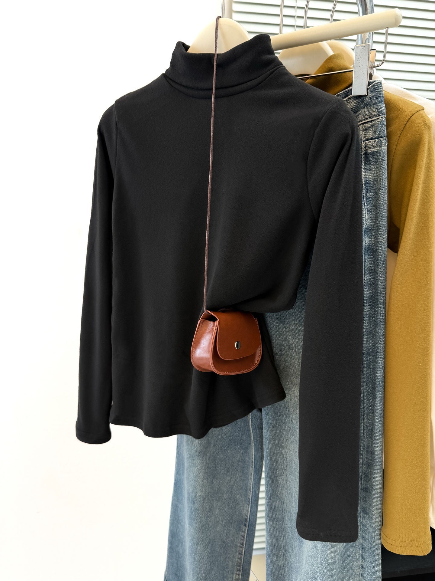 High Neck Slim Fit Long Sleeve Top