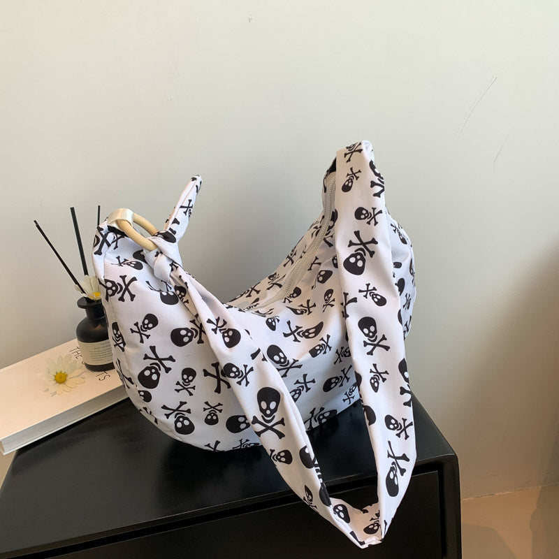 Printed Nylon Crossbody Tote Bag