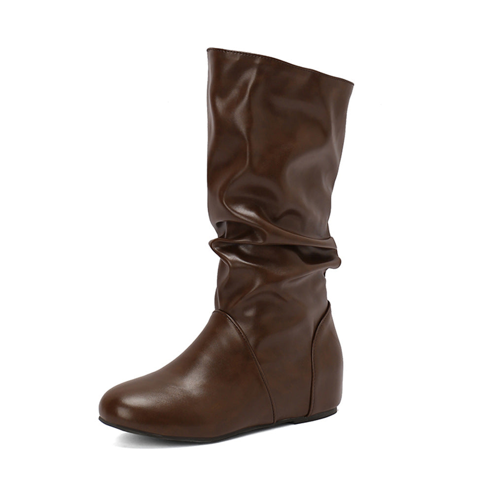 High-top round-toed retro ankle boots