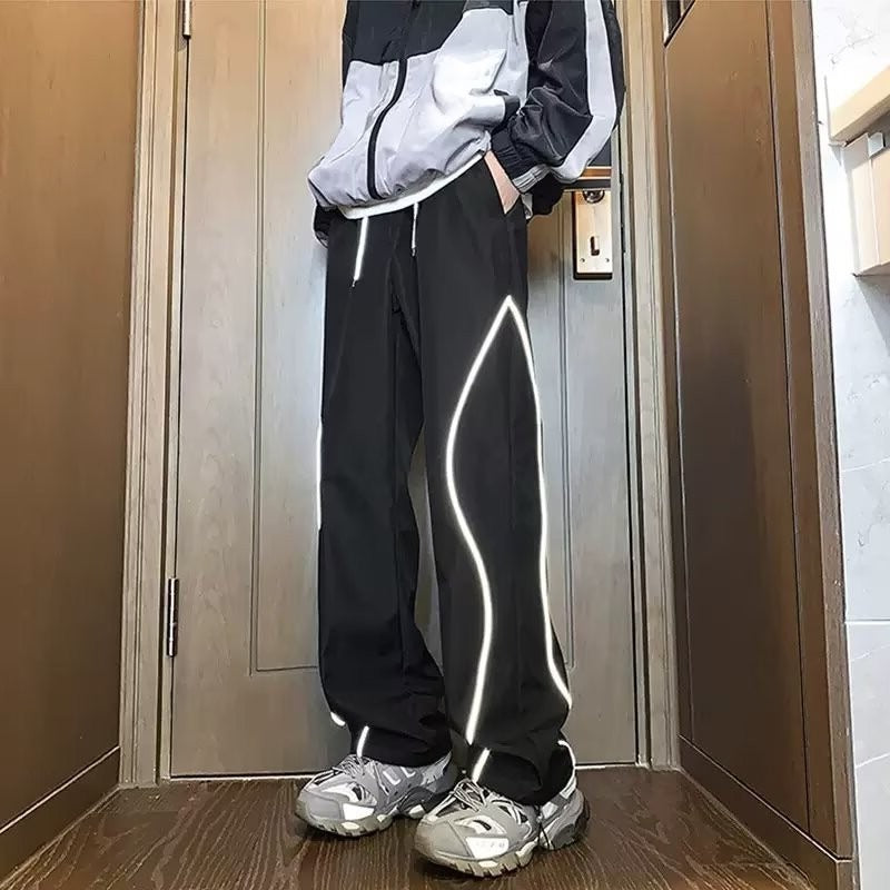 Reflective strip casual pants