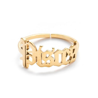 New Stainless Steel Ring Women's ins Colorless European and American Opening Retro Simple English Letter Ring Men