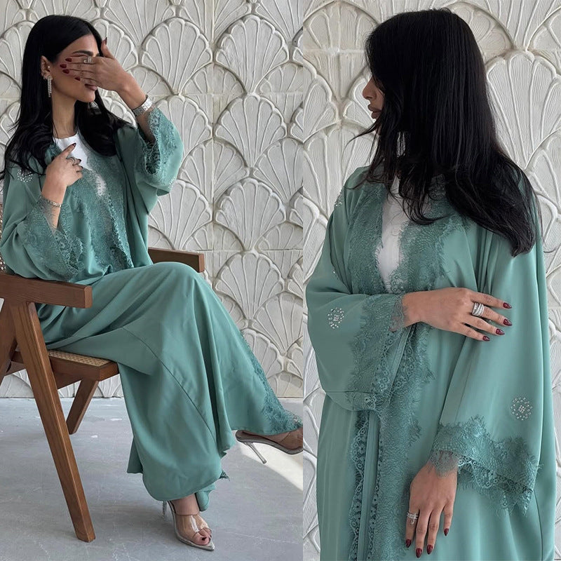 Lace Patchwork Long Coat