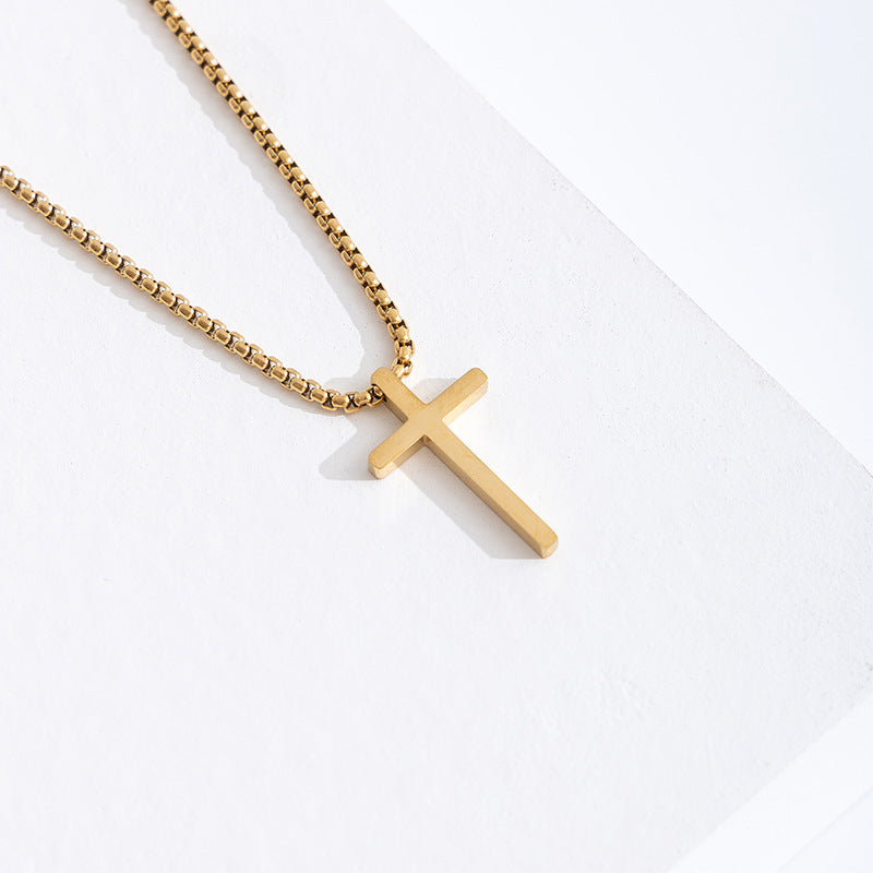 Adjustable Stainless Steel Cross Pendant Necklace
