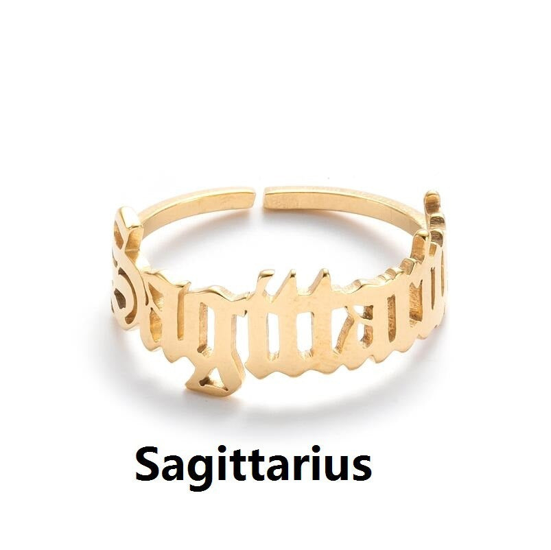 New Stainless Steel Ring Women's ins Colorless European and American Opening Retro Simple English Letter Ring Men