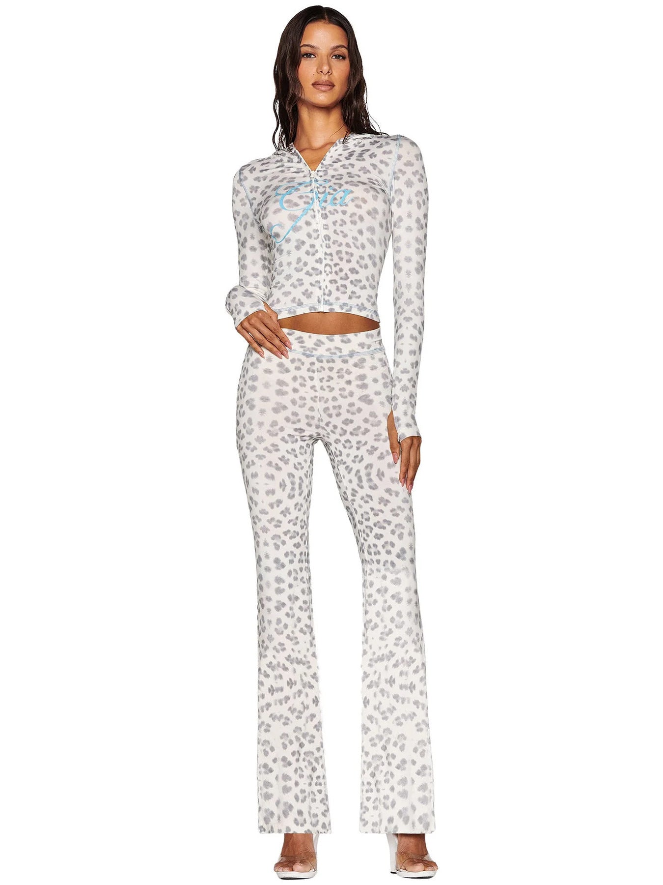 Women's Printed Hooded Long Sleeve Two-Piece Set