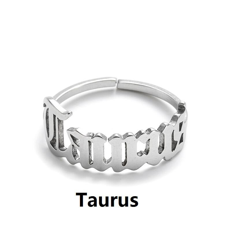 New Stainless Steel Ring Women's ins Colorless European and American Opening Retro Simple English Letter Ring Men