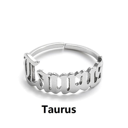 New Stainless Steel Ring Women's ins Colorless European and American Opening Retro Simple English Letter Ring Men
