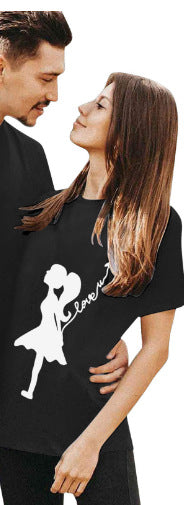 Valentine's Day T-shirtCouple Short Sleeve Round Neck Cute PrintExport Style