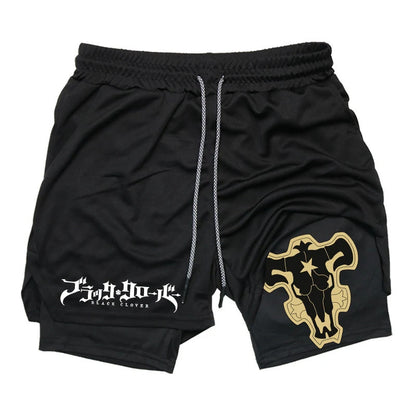 Anime Print Double Layer Casual Shorts