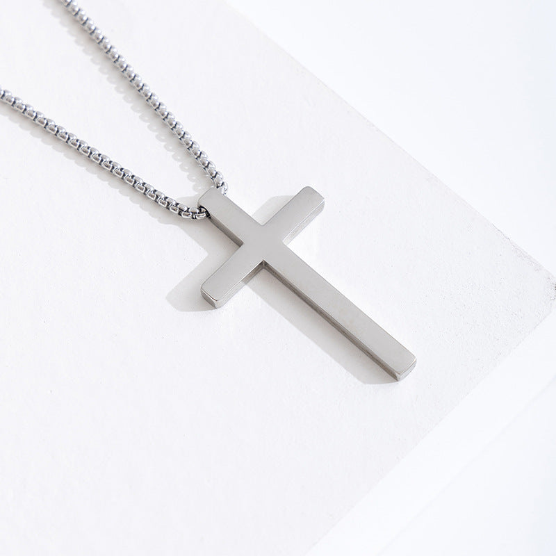Adjustable Stainless Steel Cross Pendant Necklace