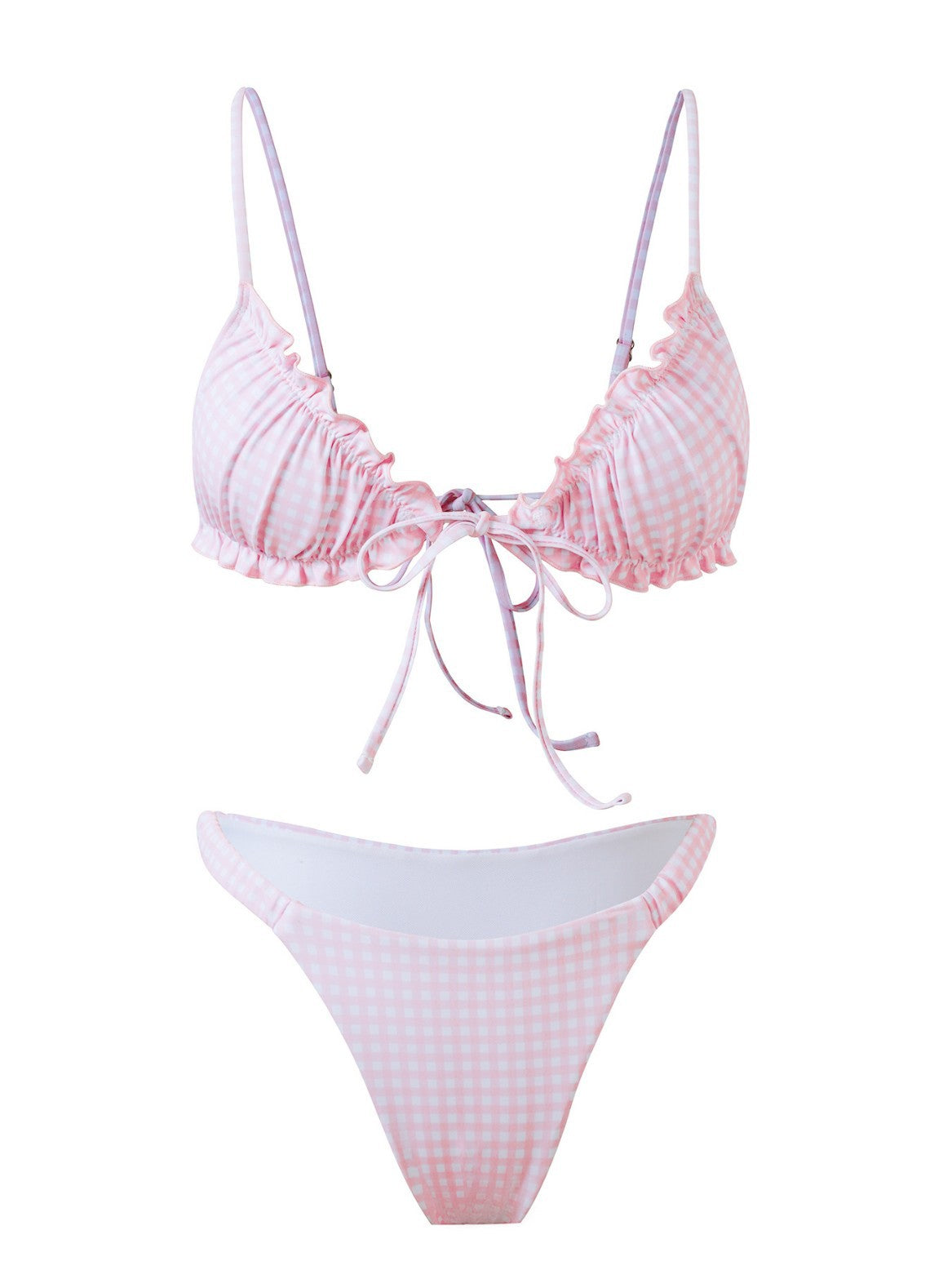 Pink Plaid Push-Up Bikini Set
