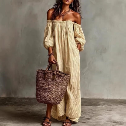 One Shoulder Striped Summer Dress