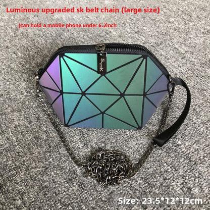 Glow-in-the-dark geometric diamond pattern bag