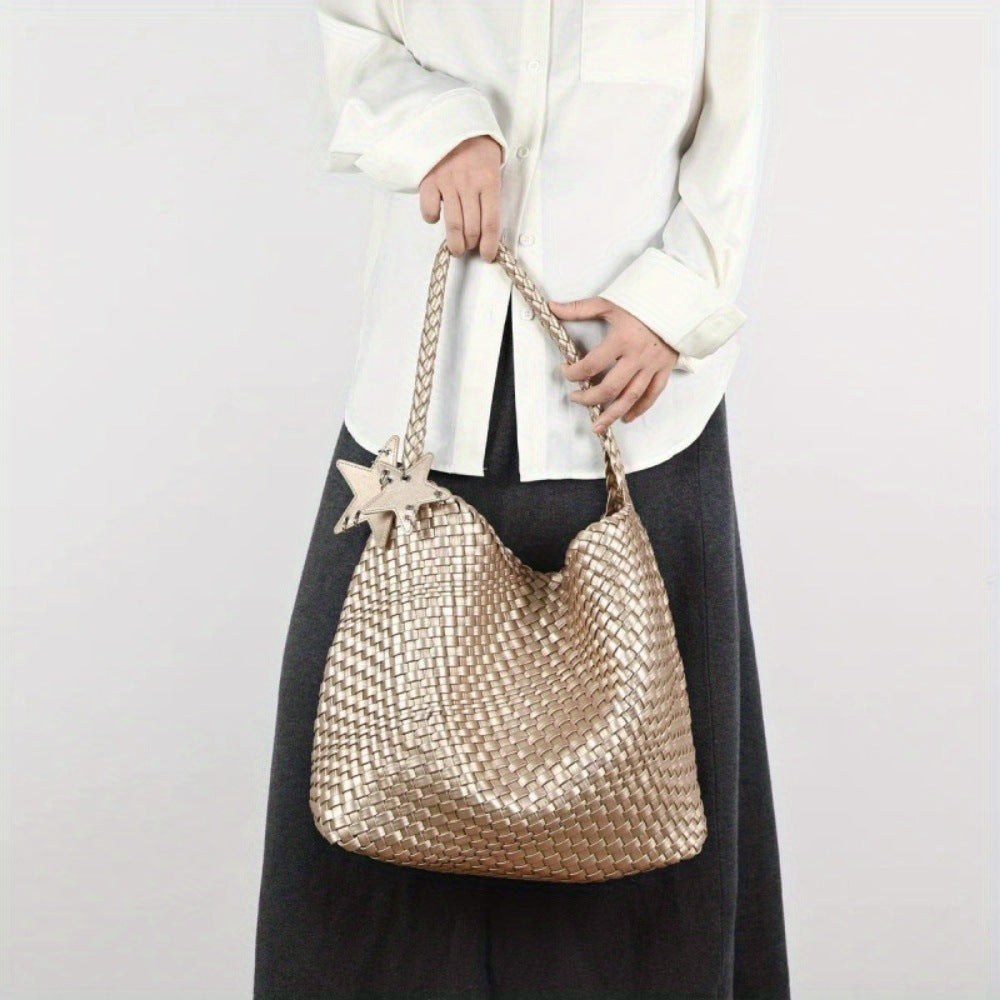 Woven PU Tote Bag with Magnetic Closure