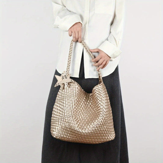 Woven PU Tote Bag with Magnetic Closure
