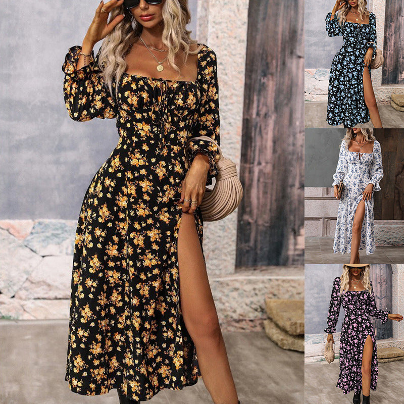Long-sleeved Backless Bohemian Dress for Women