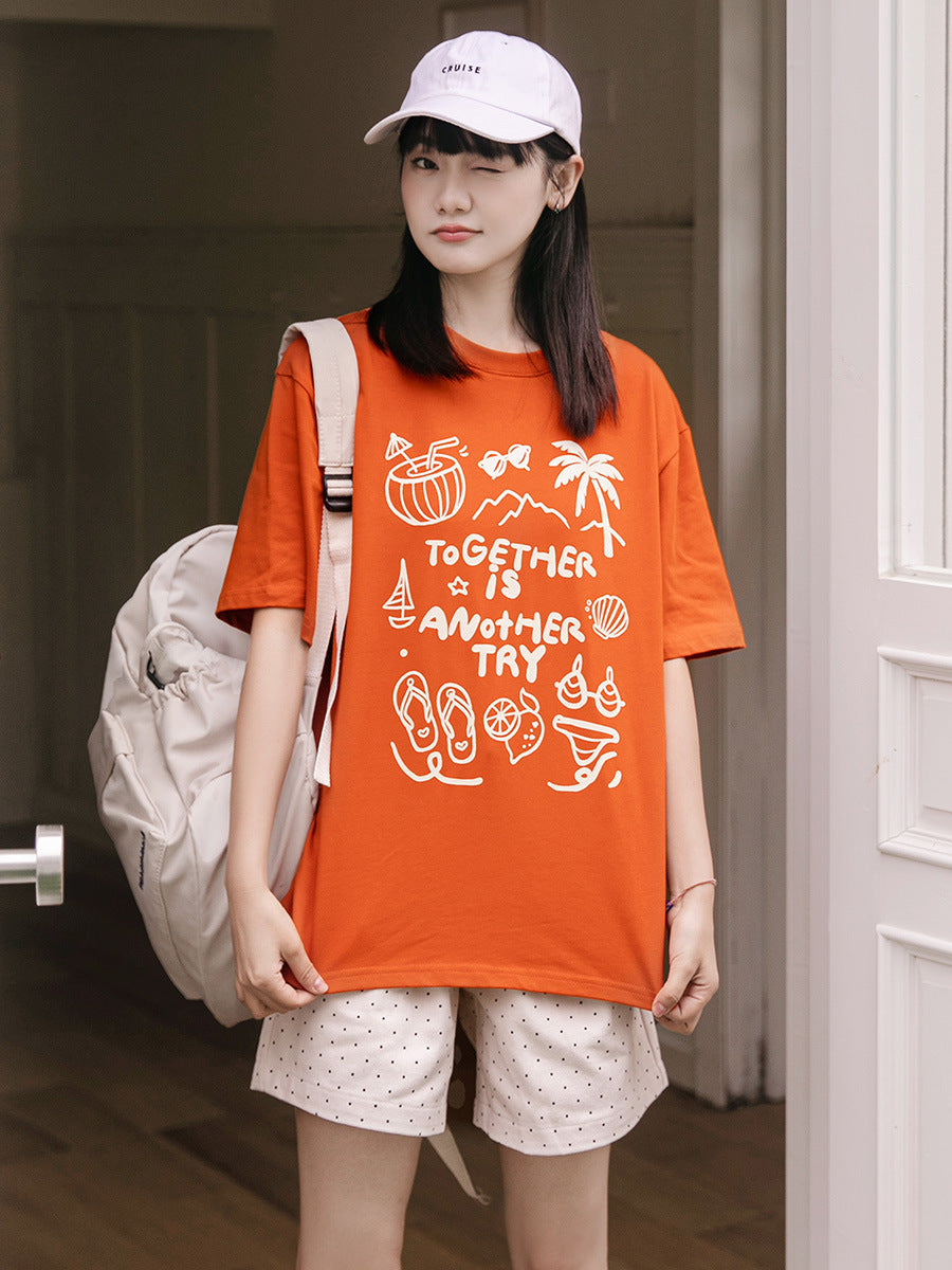 Anime Print Cotton Short Sleeve T-Shirt
