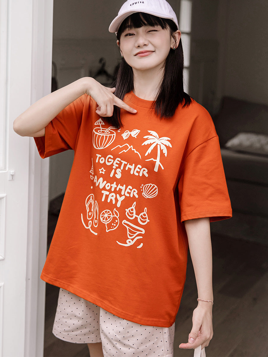 Anime Print Cotton Short Sleeve T-Shirt