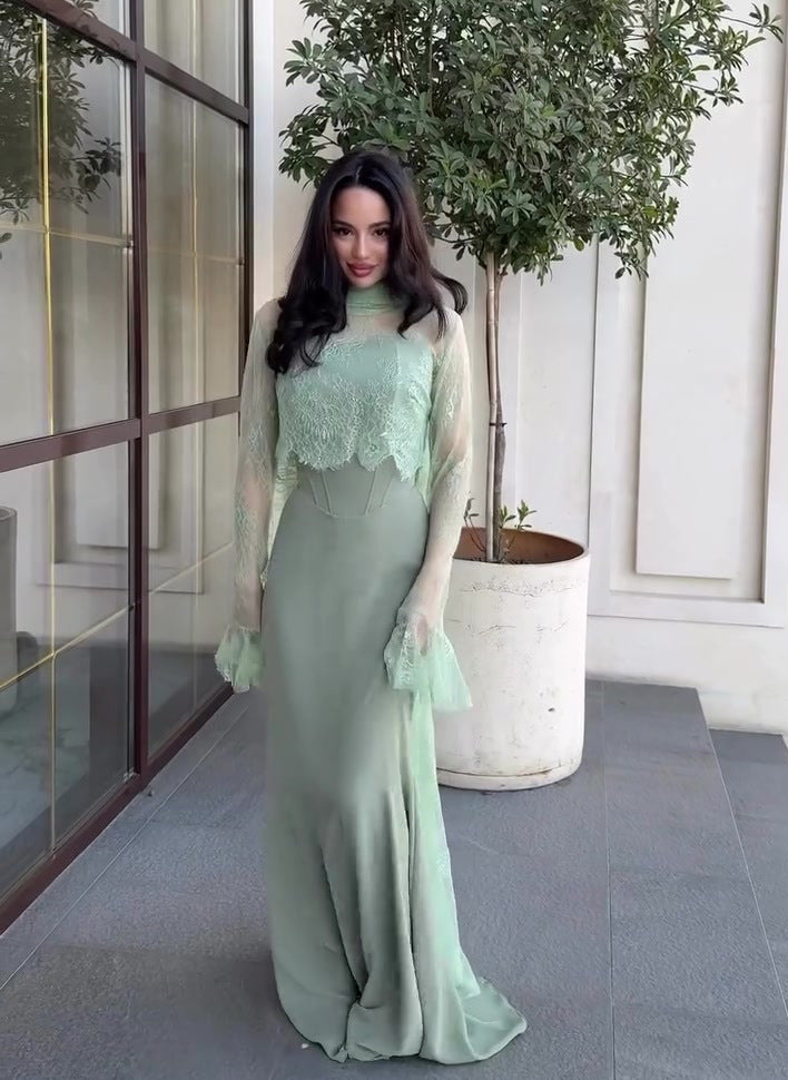 Elegant Long Sleeve Dress Three-Piece Set