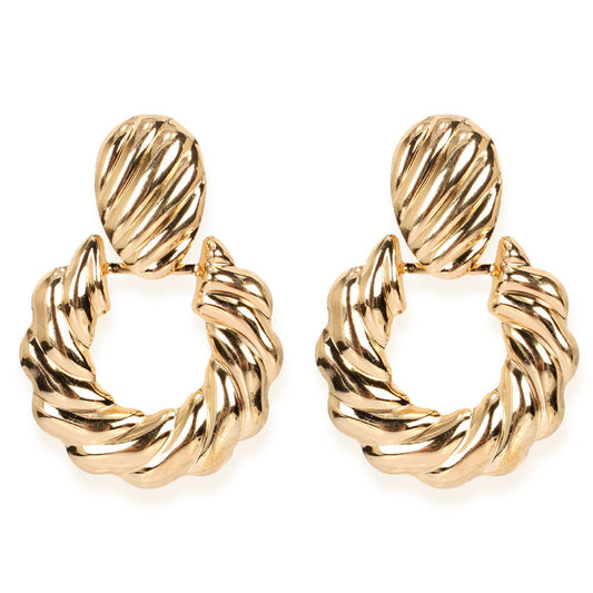 Gold Oval Statement Drop Earrings