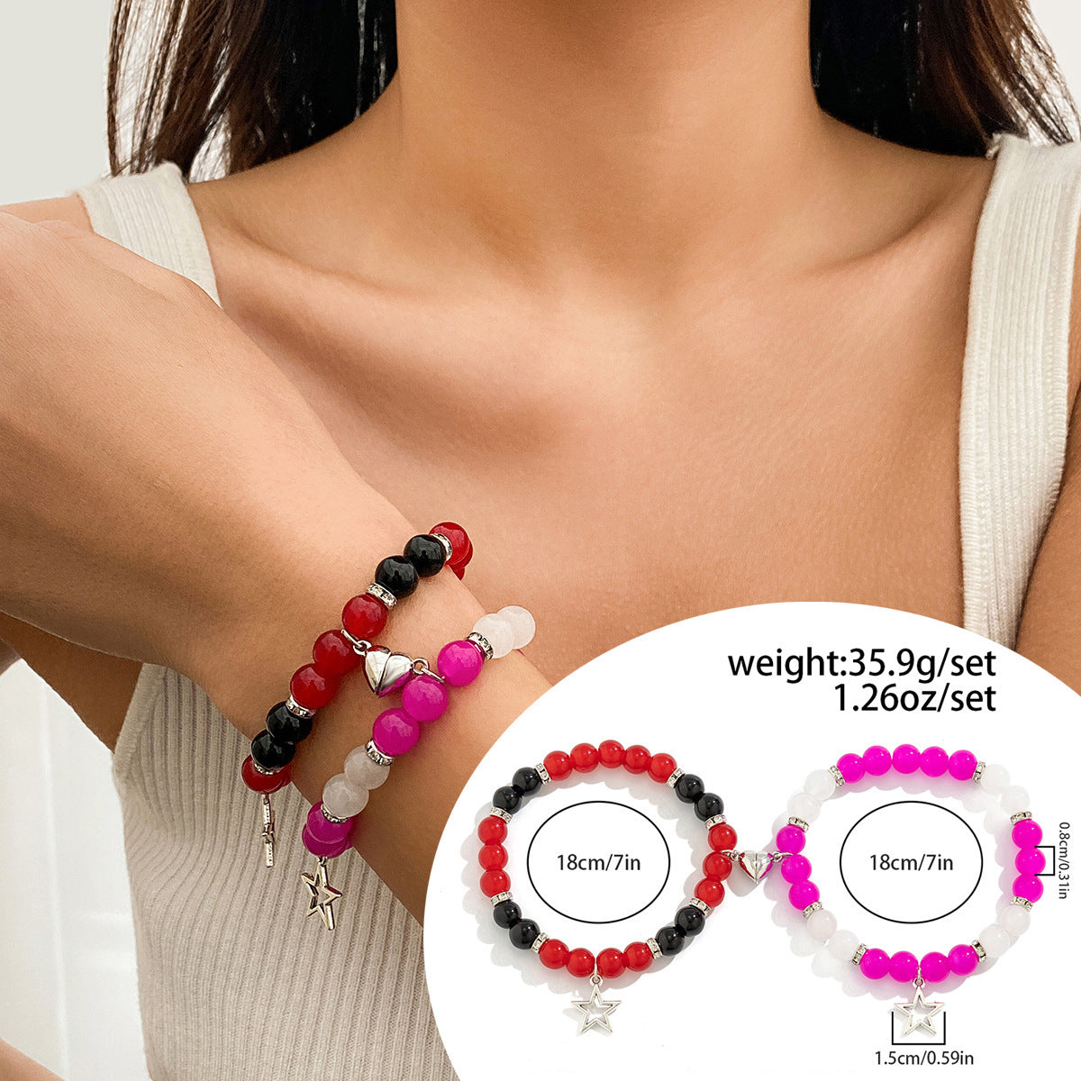 Star pendant tassel set bracelet simple and versatile magnetic heart-shaped StarBracelet bracelet