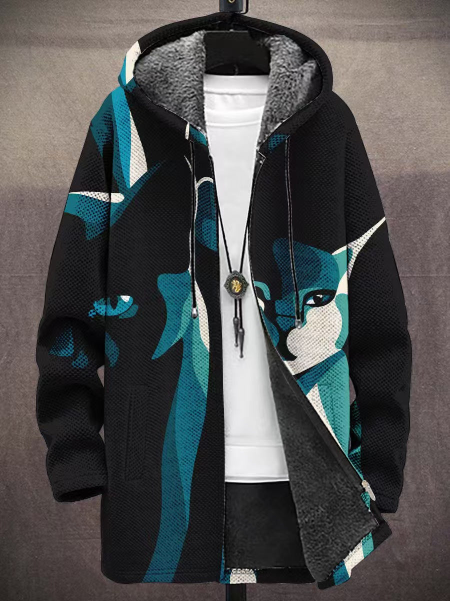Mens Printed Plush Lined Windproof Jacket