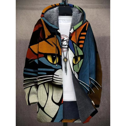Mens Printed Plush Lined Windproof Jacket