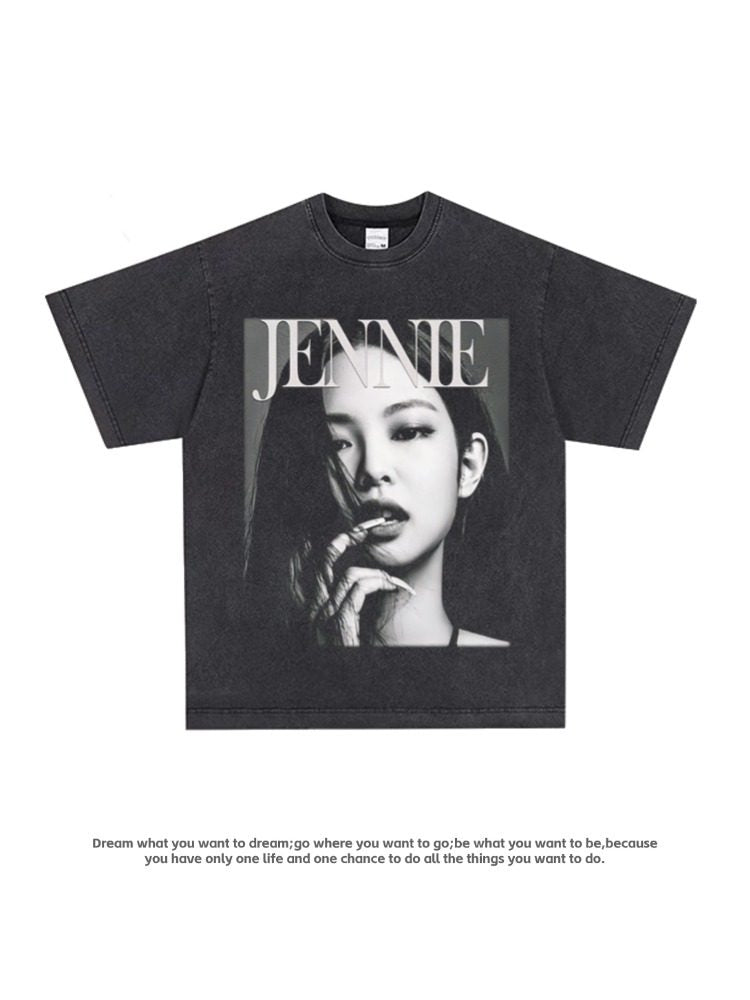 Retro Cotton T-Shirt with Character Print