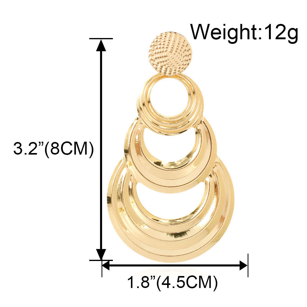 Fashion Retro Geometric Multi Layer Metal Circle Earrings Creative Simple Earrings For Women