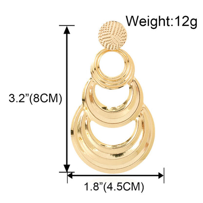 Fashion Retro Geometric Multi Layer Metal Circle Earrings Creative Simple Earrings For Women