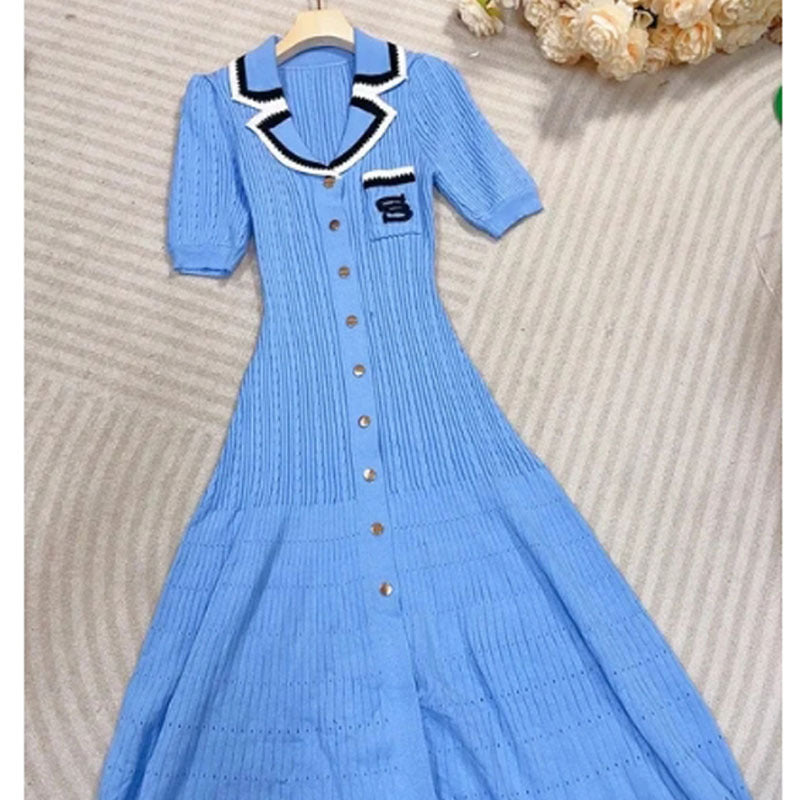 Pleated Knit Maxi Dress