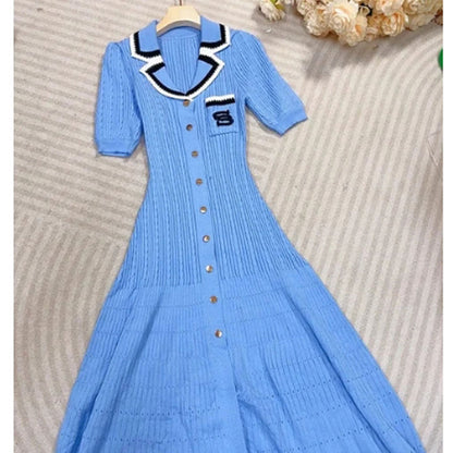 Pleated Knit Maxi Dress