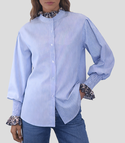 Leopard Lace Striped Shirt