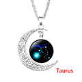 12 Zodiac Sign Pendant Necklace Glass Cabochon Double Galaxy Constellation Horoscope Astrology Necklace For Women Men Jewelry