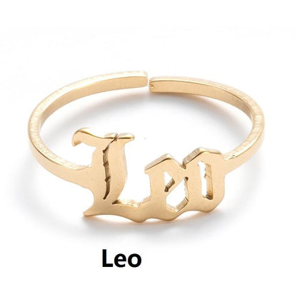 New Stainless Steel Ring Women's ins Colorless European and American Opening Retro Simple English Letter Ring Men