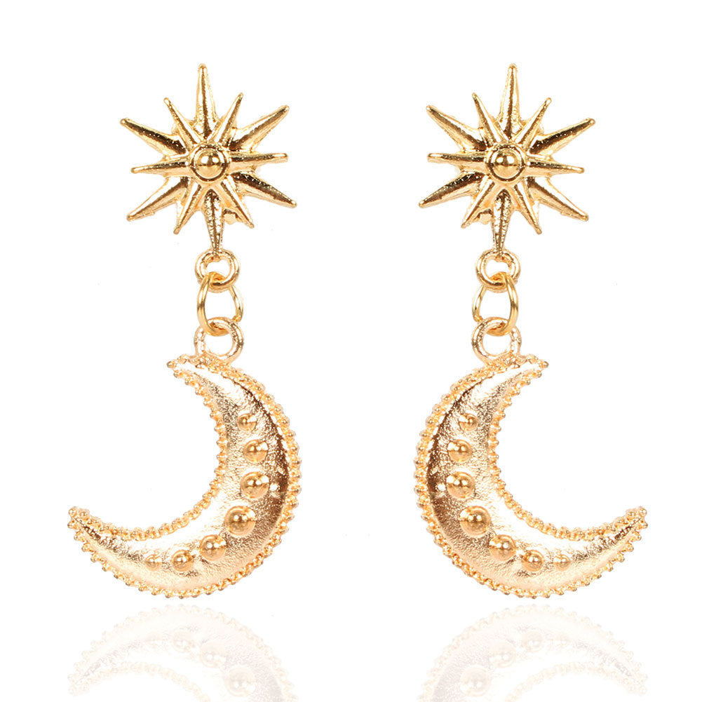 Temperament Fashion Alloy Moon Earrings New Bohemian Style Stud Earrings For Women
