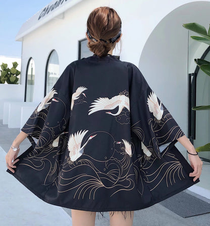 Ethnic Print Kimono Cloak Cardigan