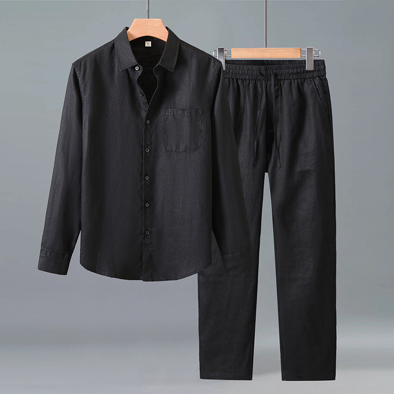 Men's Linen Casual Shirt and Trousers Set
