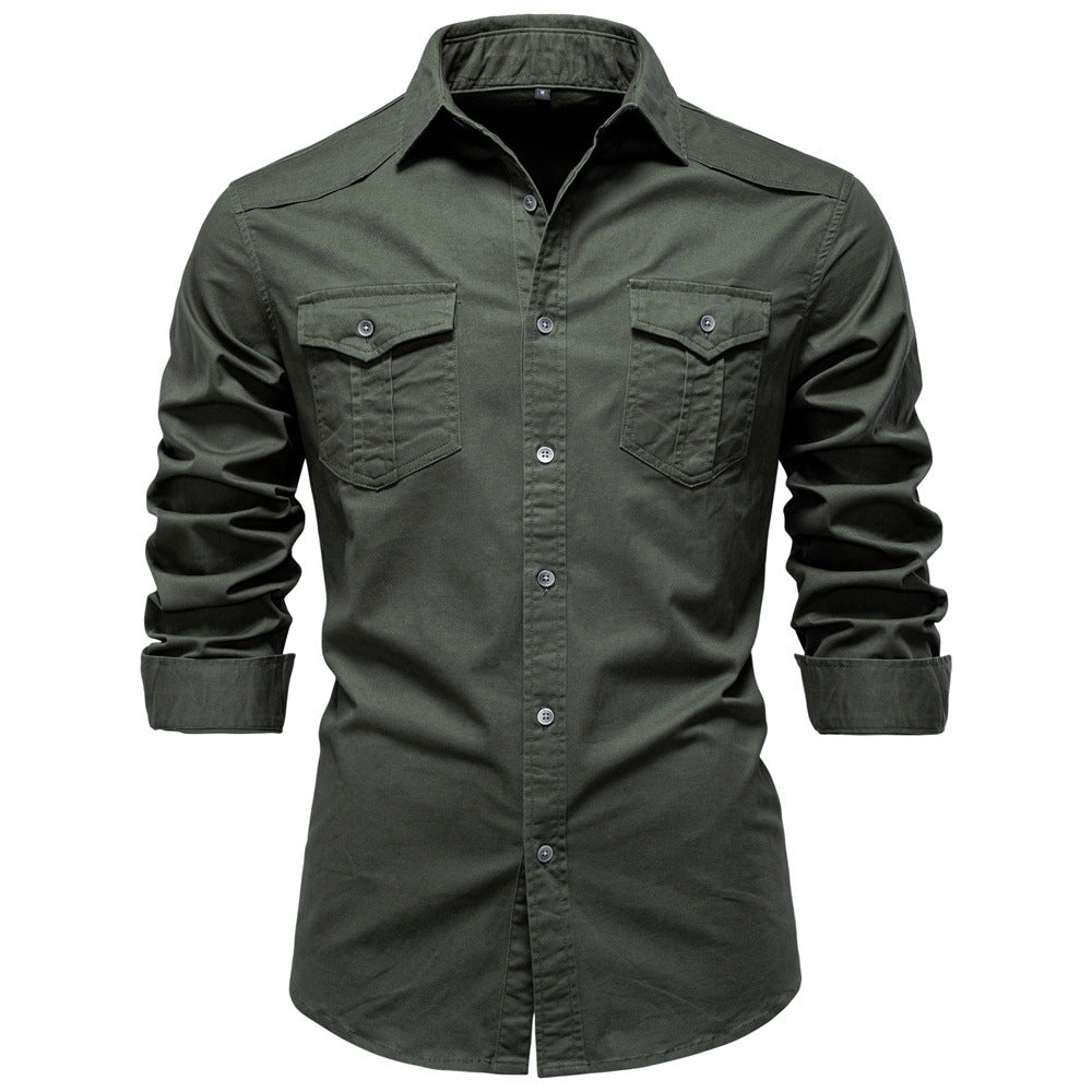 Mens Casual Denim Long Sleeve Shirt