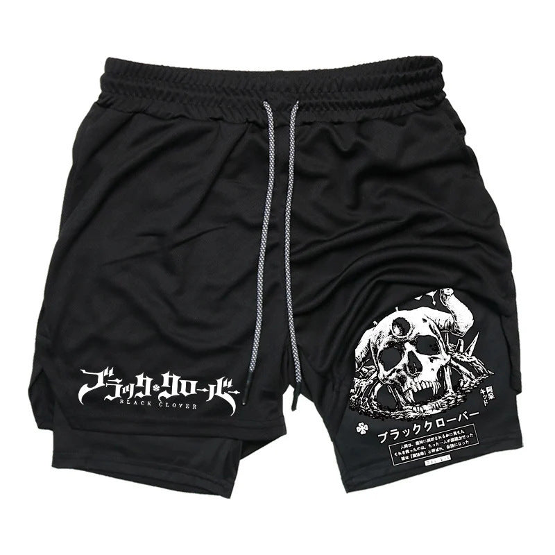 Anime Print Double Layer Casual Shorts